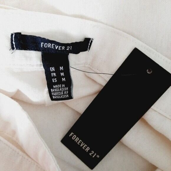 FOREVER 21 Linen Blend Tie Wrap Midi Skirt Ruffle Hem Sz M - Picture 10 of 11